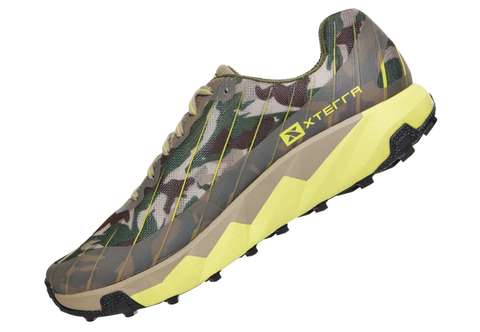 Footwear, Shoe, Outdoor shoe, Yellow, Running shoe, Camouflage, Athletic shoe, Sportswear, Hiking boot, Military camouflage, 
