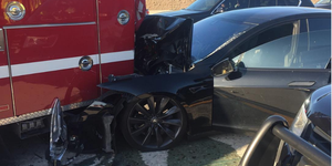 Tesla Model S Crash with Fire Truck January 2018