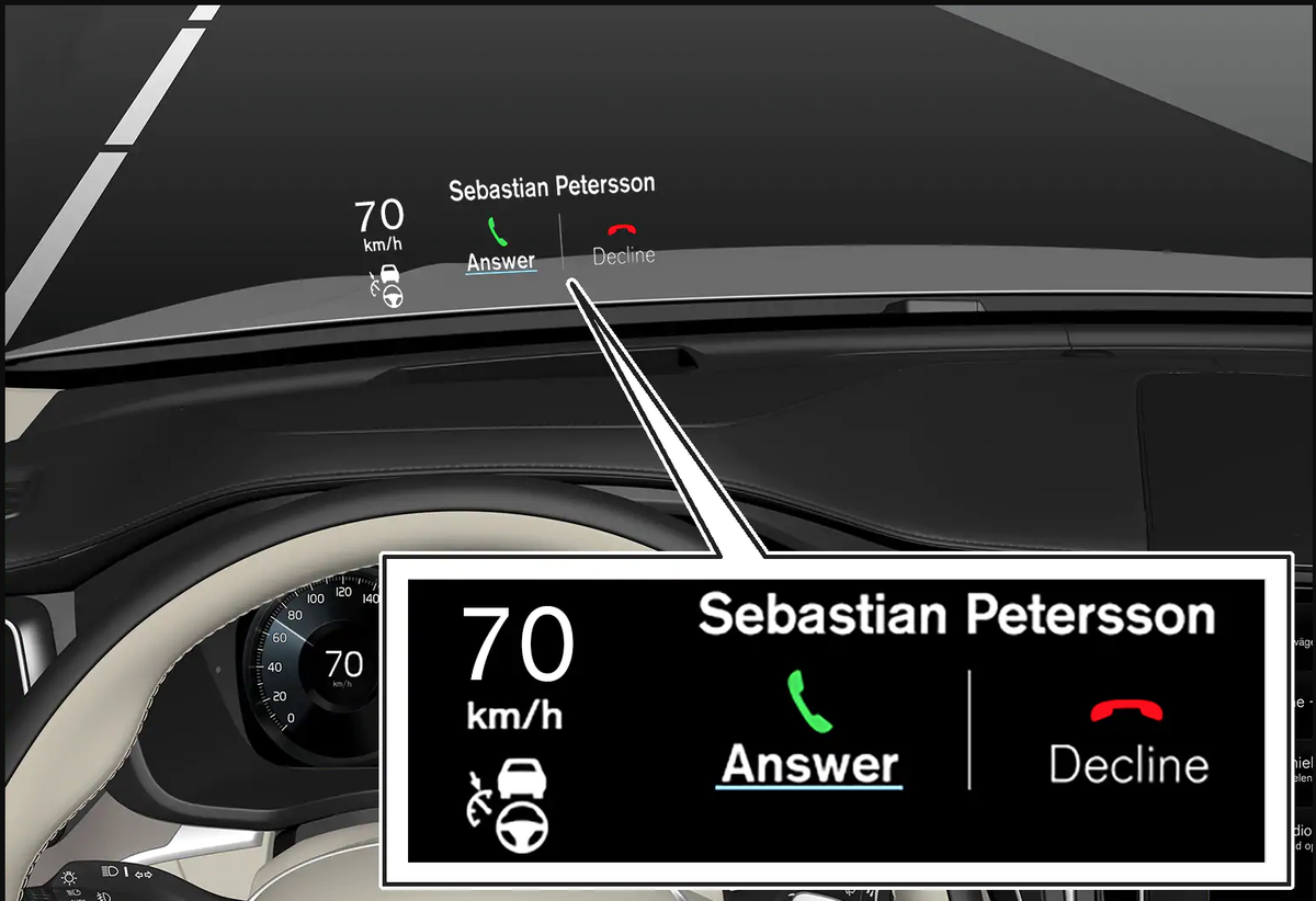 Windshield head-up display in current Volvo.