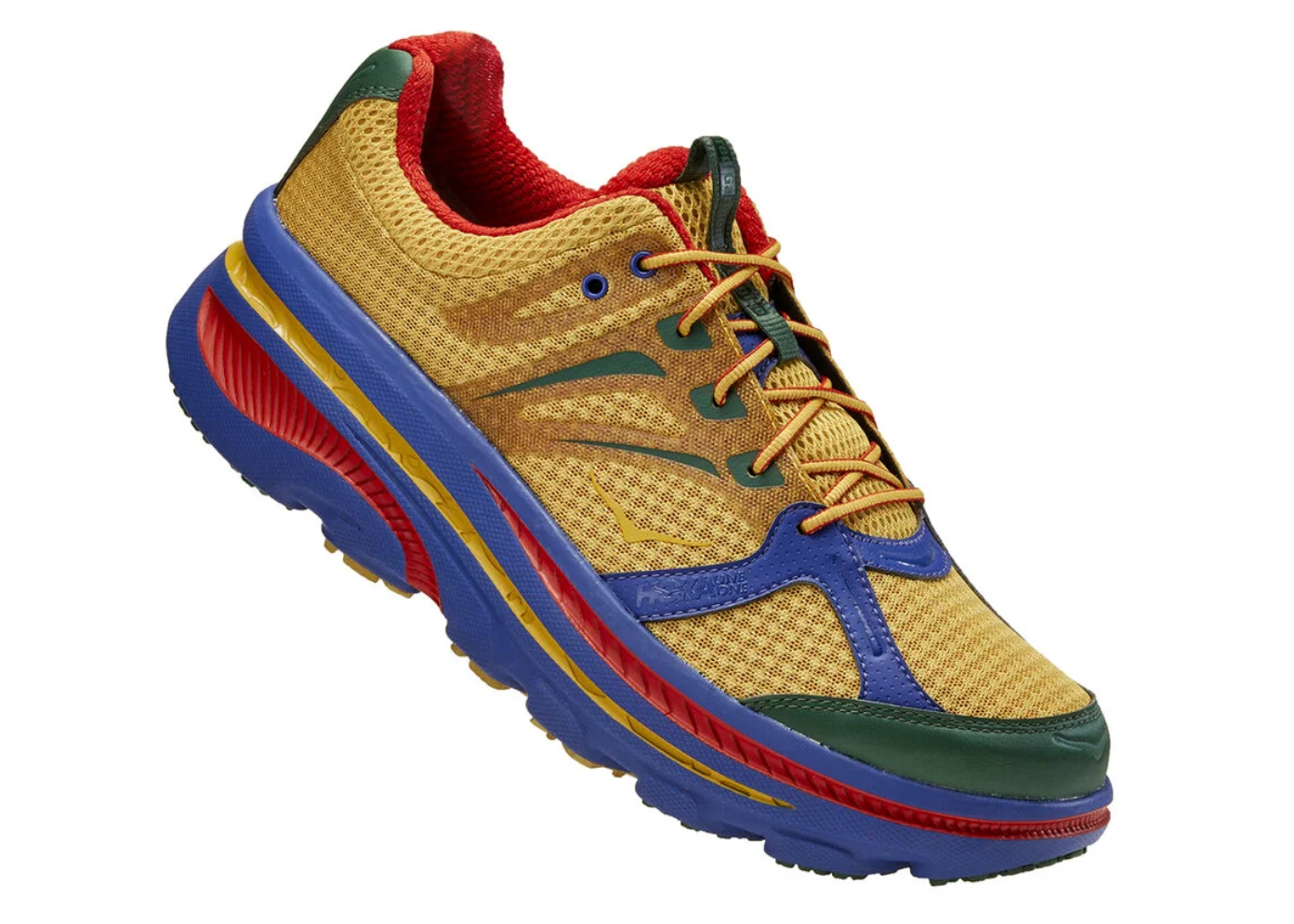 Shoe, Footwear, Running shoe, Outdoor shoe, Walking shoe, Product, Athletic shoe, Cross training shoe, Yellow, Electric blue, 