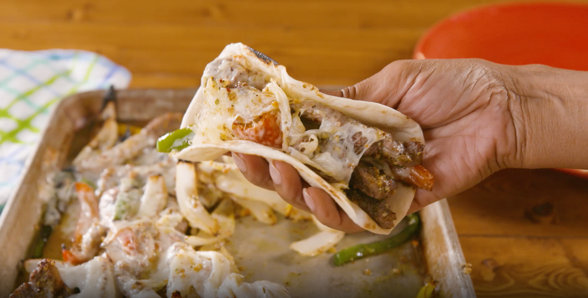preview for Philly Cheesesteak Sheet Pan Fajitas Are A Dinner Savior