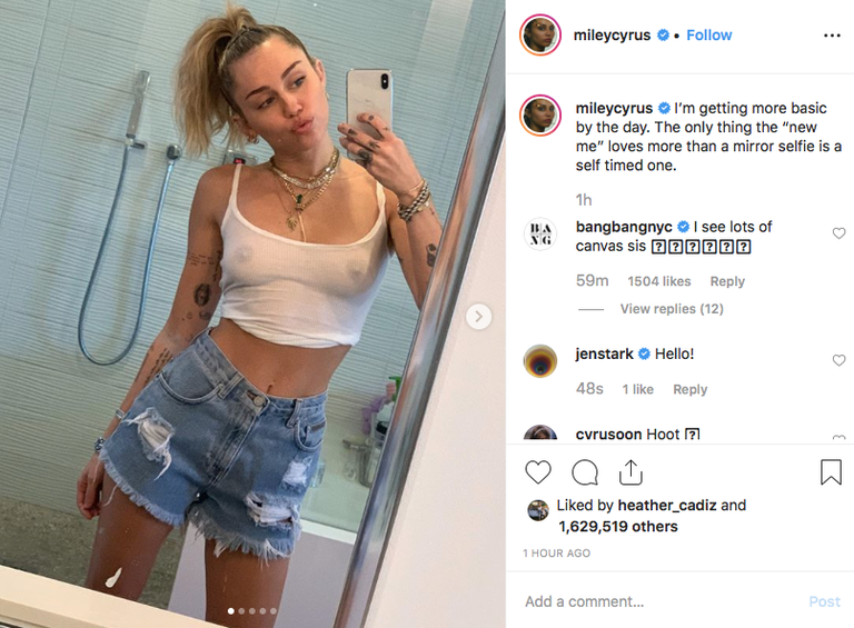 Miley Cyrus Freed the Nipple in an Instagram Selfie