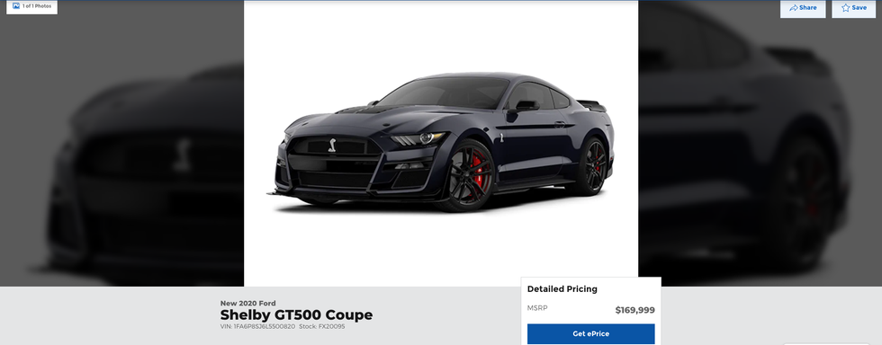 Ford Dealer Wants $169,999 for a 2020 Ford Mustang Shelby GT500