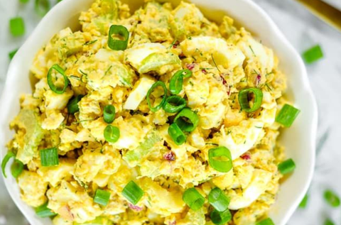 Dish, Food, Cuisine, Ingredient, Egg salad, Produce, Potato salad, Salad, Scrambled eggs, Recipe, 