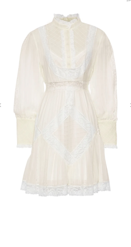 Clothing, White, Dress, Robe, Sleeve, Day dress, Outerwear, Lace, Beige, Cocktail dress, 