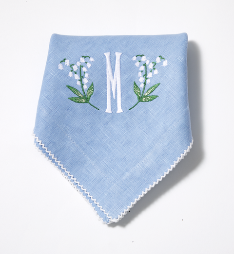 Blue, Handkerchief, Napkin, Textile, Plant, Flower, 