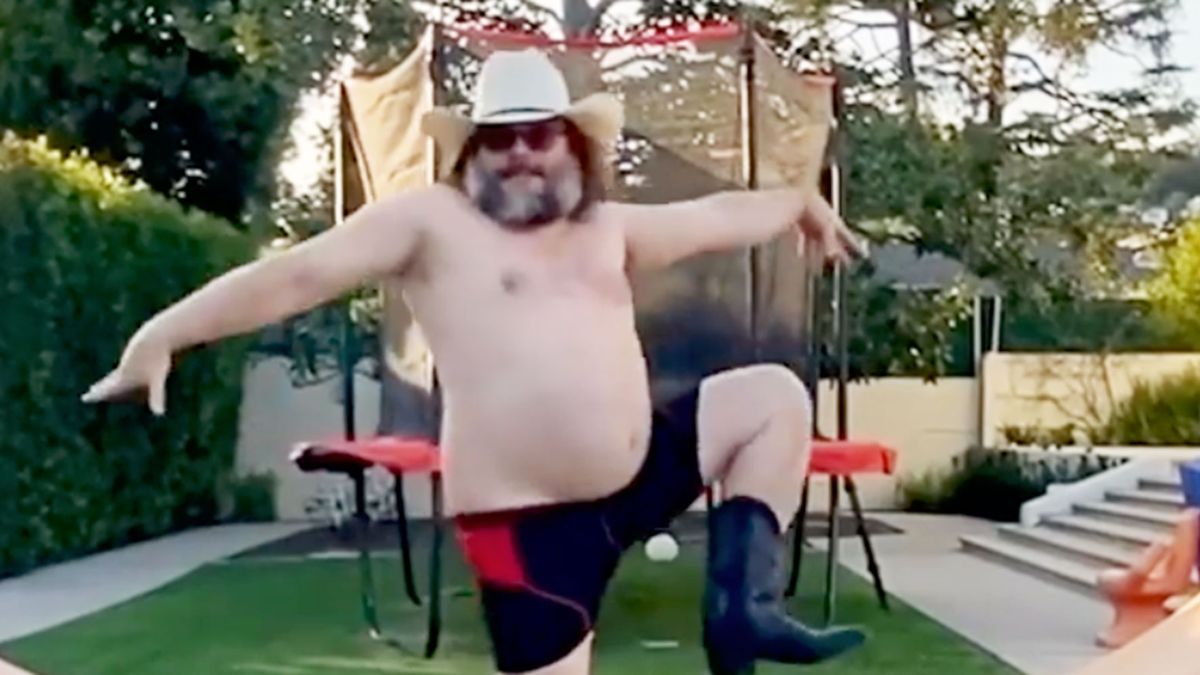 Shirtless Jack Black high kicks and spins in cowboy boots and short shorts  in hilarious dance on TikTok – The US Sun