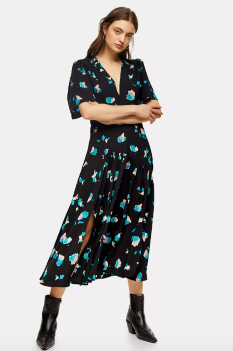 Topshop spot plunge store neck midi dress