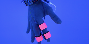 Violet, Electric blue, Cobalt blue, Glove, Personal protective equipment, Magenta, Finger, Fashion accessory, 