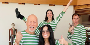 bruce wilis, demi moore, and family in matching pajamas