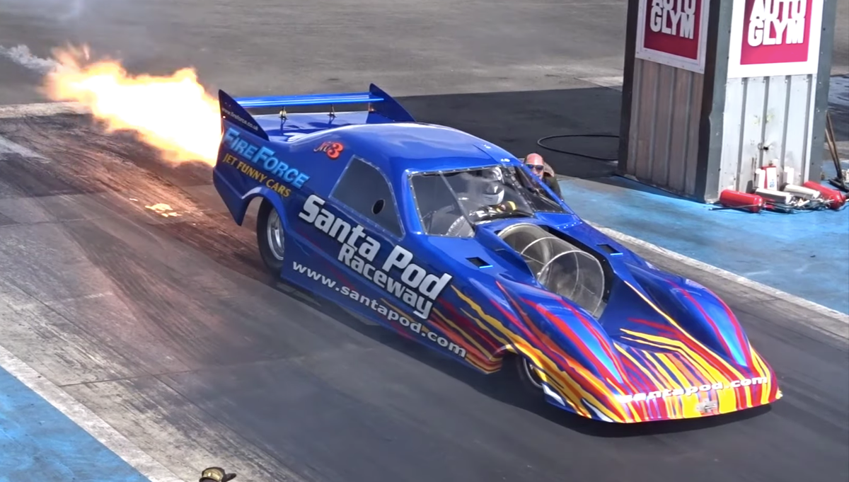 Jet Powered Dragster Quarter Mile Video Fire Force 3 Santa Pod