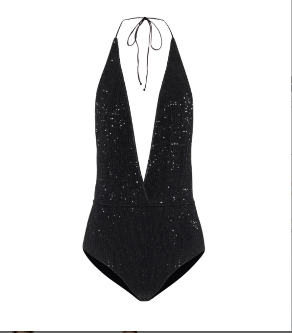 oseree pailettes plunging black swimsuit   £234