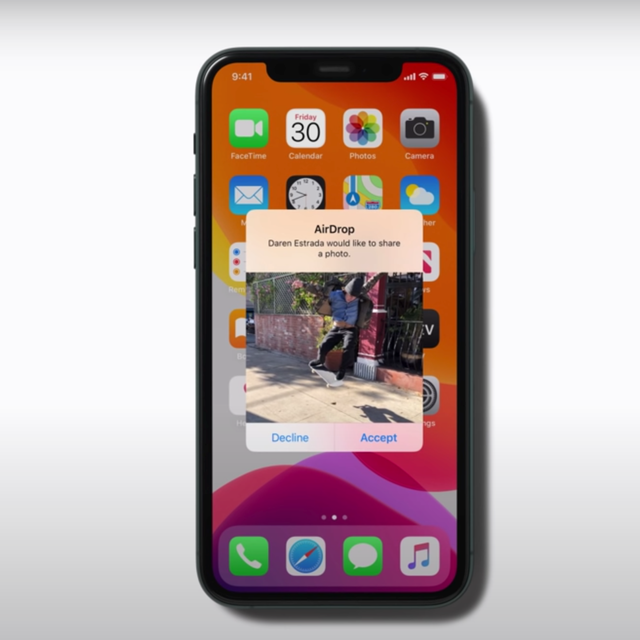 an iphone showing an airdropped photo