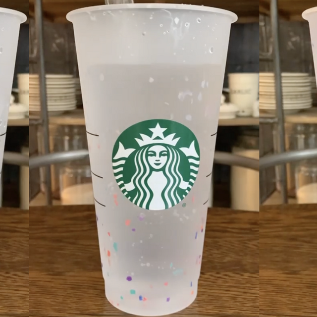 Starbucks Cup Color Changing Confetti Reusable Cold Cup With Straw