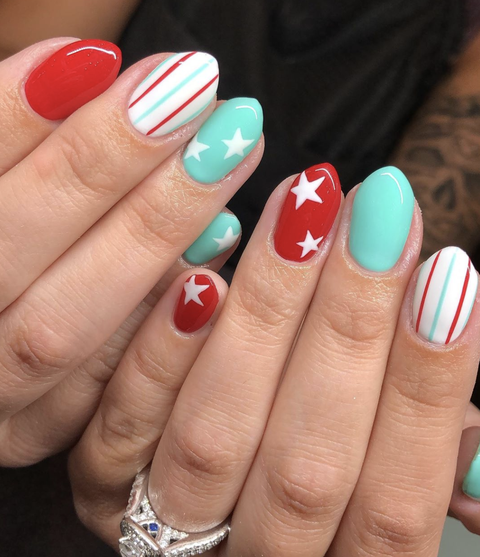 colorful 4th of july nails
