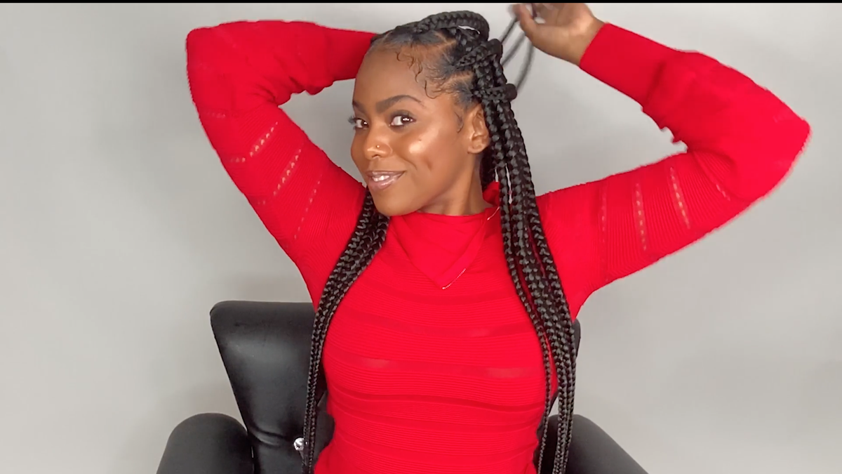knotless braids with green color｜TikTok Search