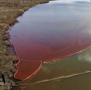 a russian lake filled with leaked oil