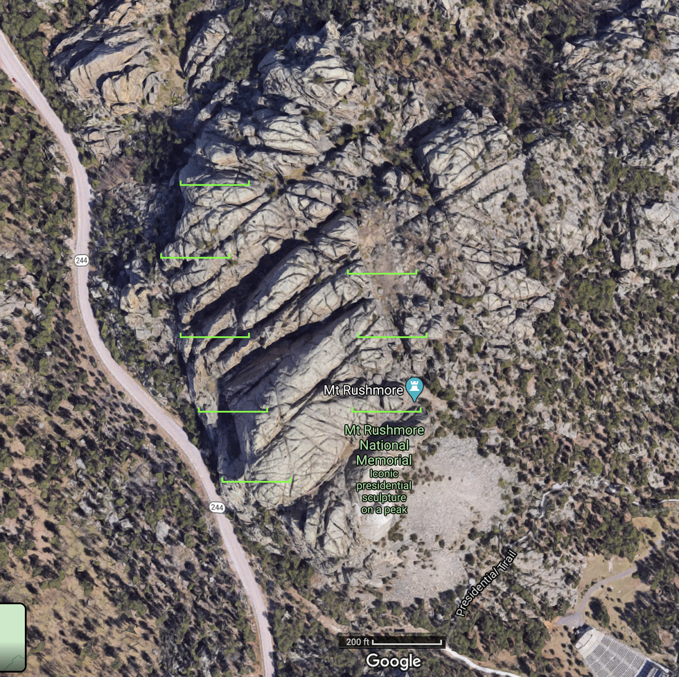 a screenshot from google maps shows the area surrounding mount rushmore