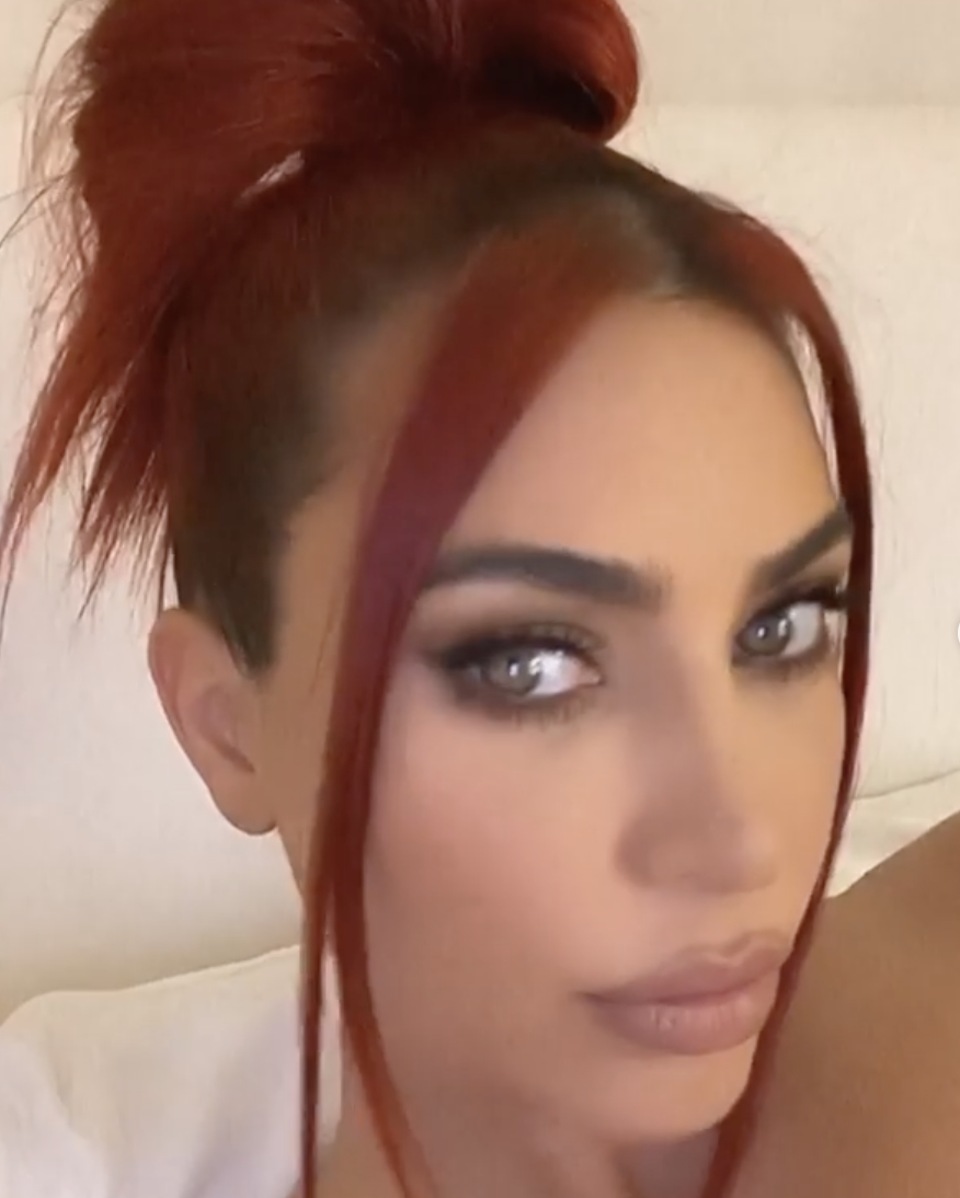 Kim Kardashian Dyes Hair Bright Red