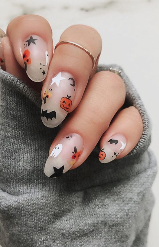 Amazoncom 24 Pcs Halloween Press on Nails Short with Ghost Face Designs  Full Cover Halloween Short Fake Nails Black White Design Halloween Nails  for Women Acrylic Nails DIY Halloween Nail Decorations 