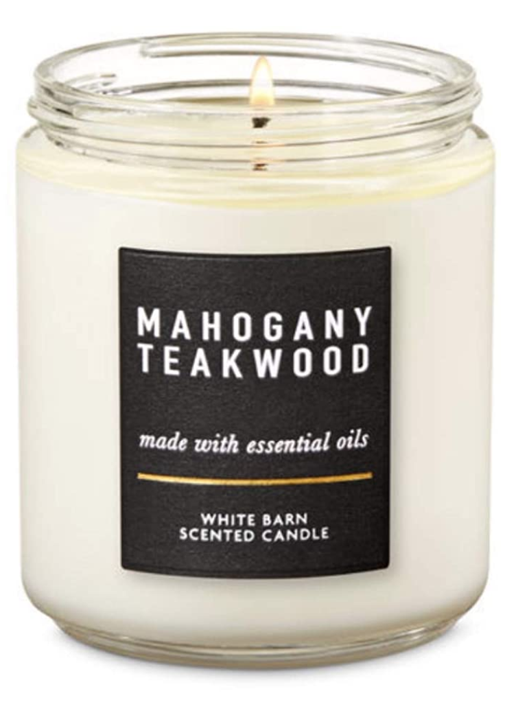  White Barn 3-Wick Candle in Mahogany Teakwood with Essential  Oil - 14.5 oz - 2020 : Health & Household