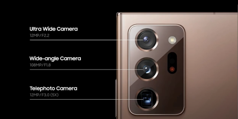 the triple camera array on the galaxy note 20