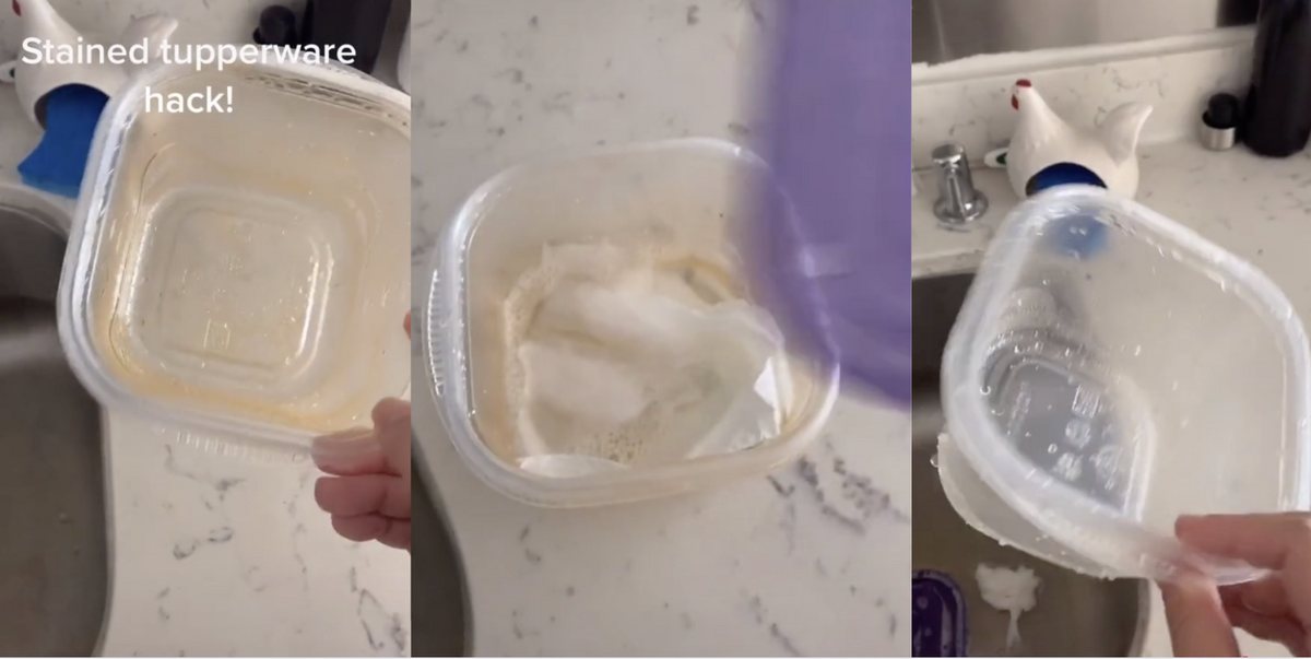 remove sauce stains from tupperware｜TikTok Search