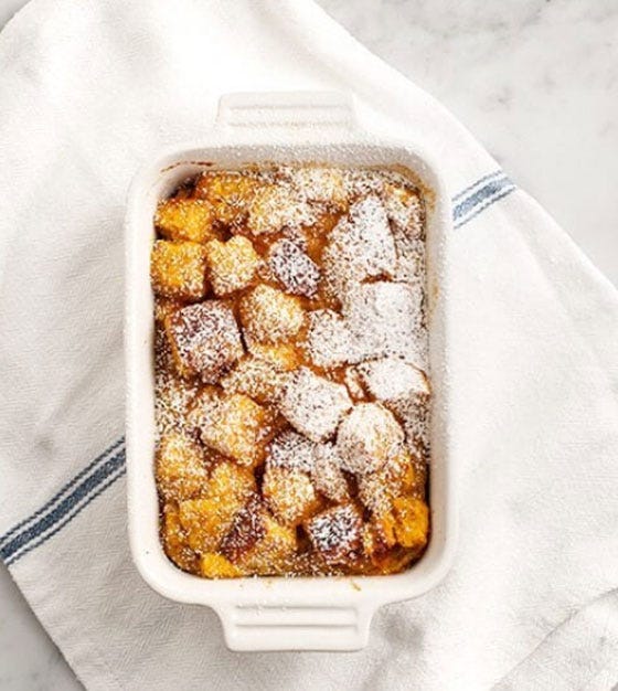pudding with powdered sugar