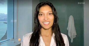 pritika swarp in her bathroom