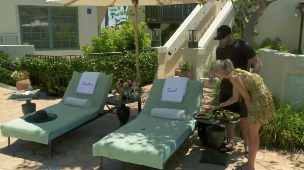 tarek el moussa and heather rae young at a spa in catalina