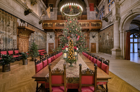 the biltmore company's mansion interior dining table with christmas tree