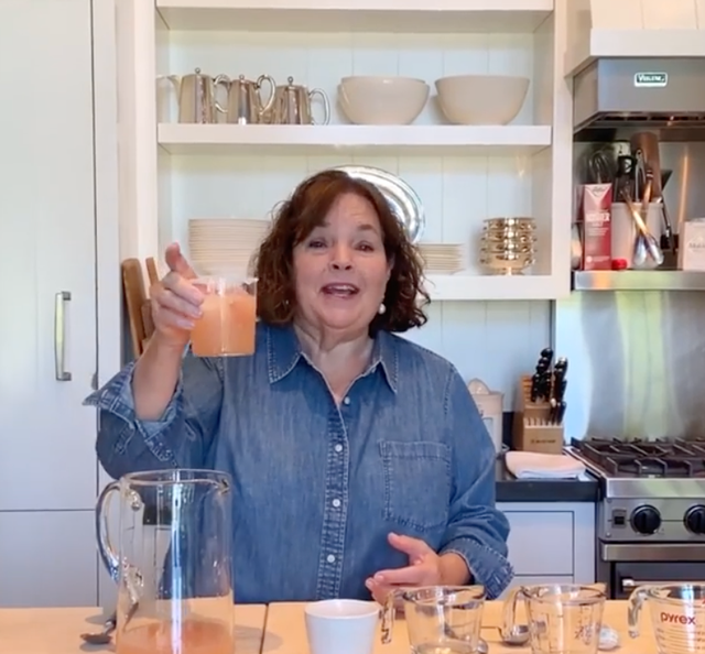 ina garten with cocktail in hand, barefoot contessa new season, food network
