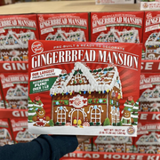 costco gingerbread mansionl red box, pre built gingerbread house, one pound of icing and candy