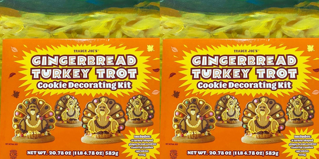 trader joes, thanksgiving gingerbread turkey trot cookie decorating kit
