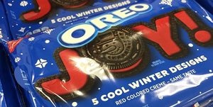 oreo joy red colored creme cookies