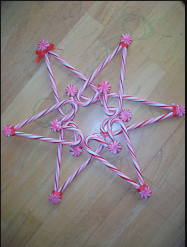 diy candy cane crafts   candy cane star