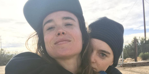 elliot page and his wife emma cuddled together in a selfie