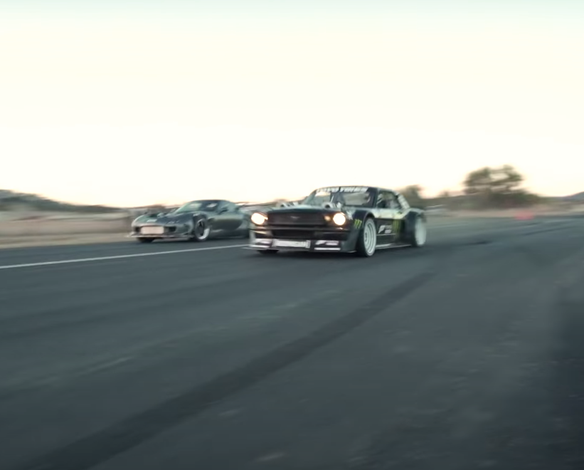 Rob Dahm Four-Rotor RX-7 vs. Ken Block's Hoonicorn - Drag Race