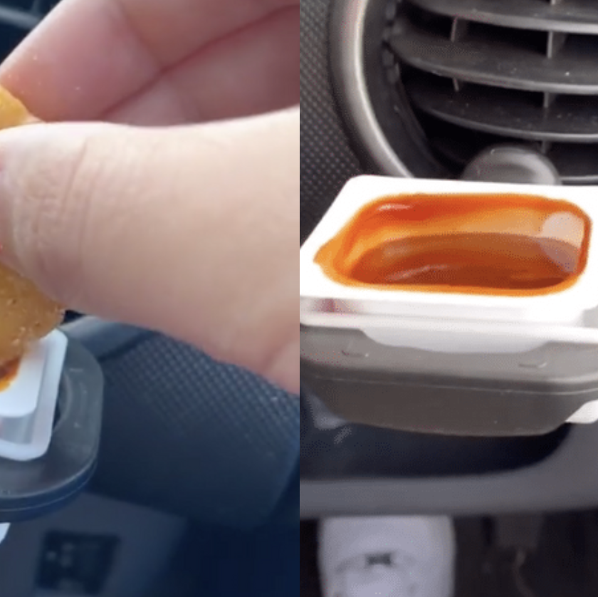 You can buy McDonald's car sauce holders so you can dip your chips