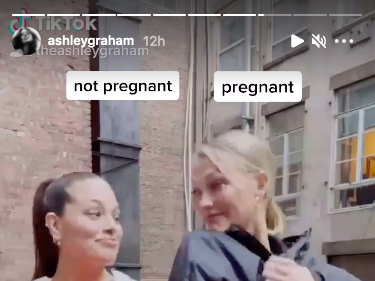 Pregnant Ashley Graham dances in underwear for TikTok video