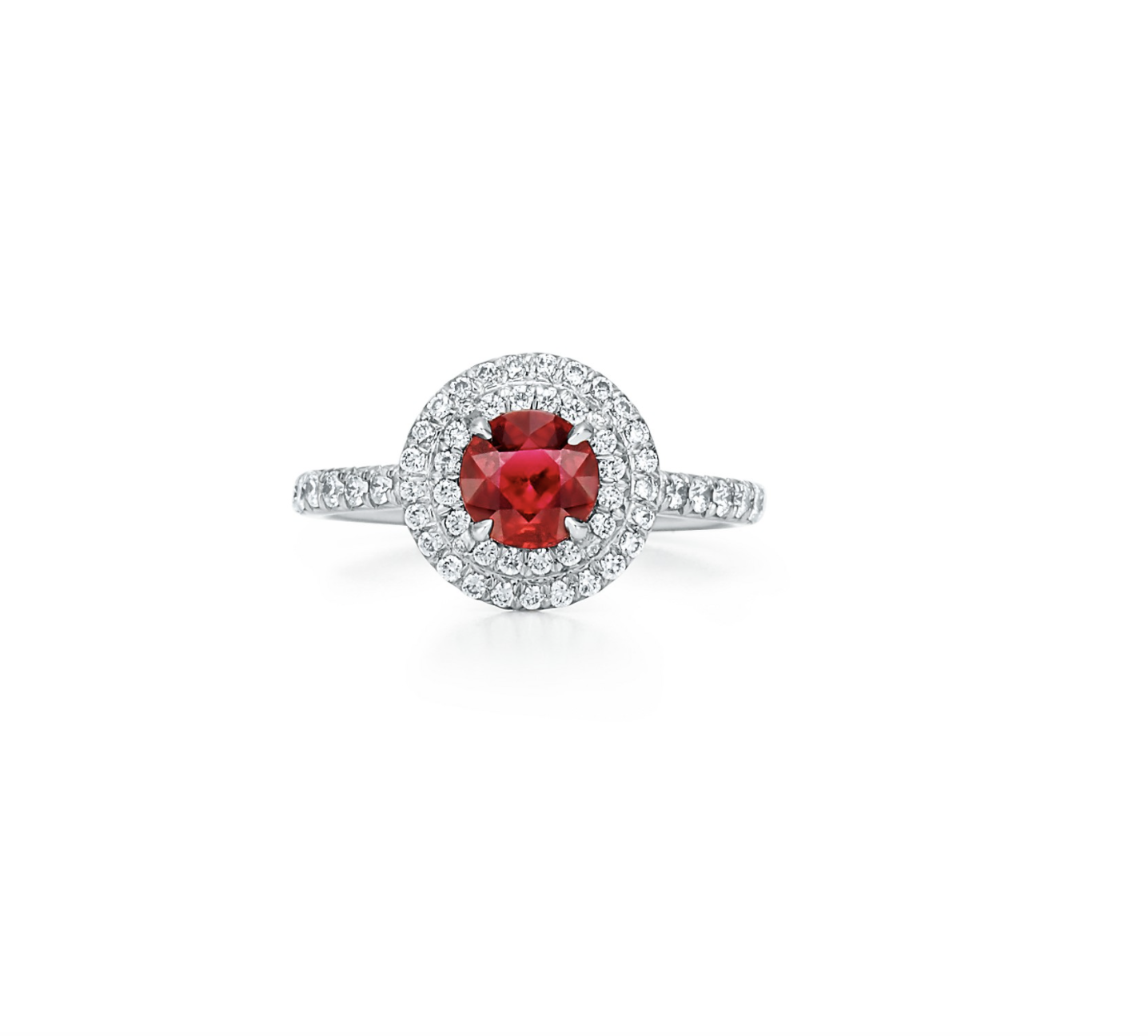 18K White Gold with Ruby Side Stones