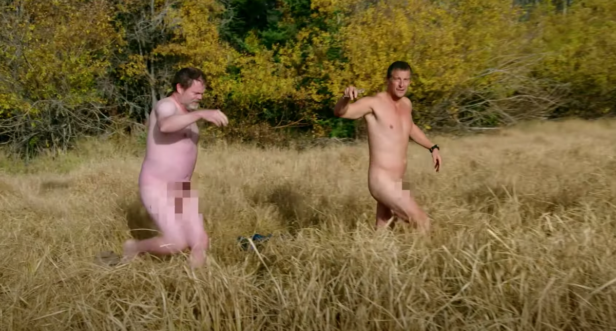 Rainn Wilson and Bear Grylls Went Naked Fishing in a Frigid Lake