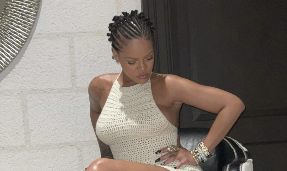 Rihanna Wears a Tiny Crochet Dress with Fenty Skin Butta Drop Cream