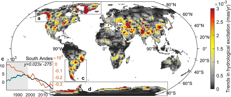 a map shows the "hot spots" for glacial melti﻿ng