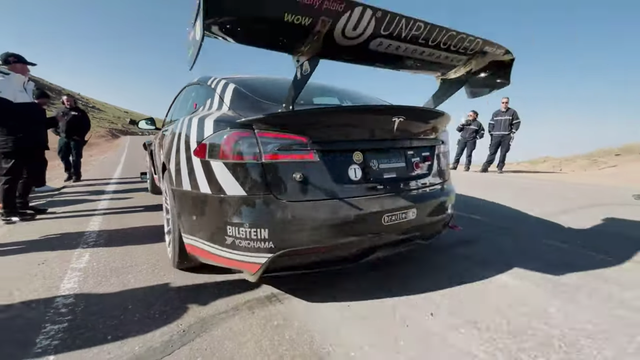 Watch a Modded Tesla Model S Plaid Fly Up Pikes Peak