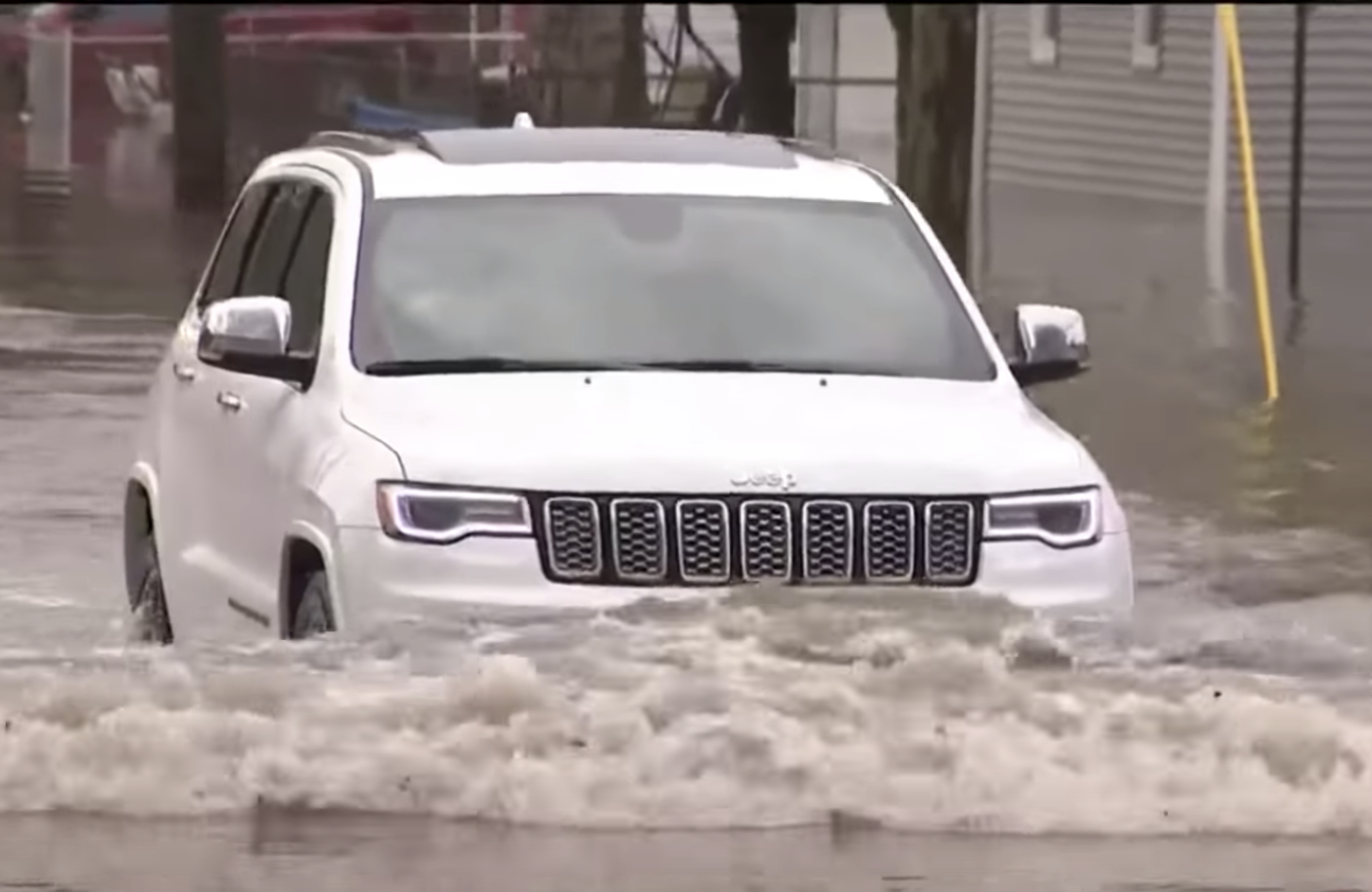 Rain Puts Vehicles Underwater at Detroit Stellantis Shipping Yard