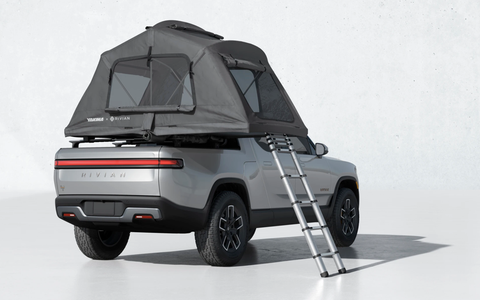 rivian r1t with rooftop tent