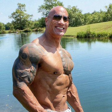 the rock shirtless and fishing