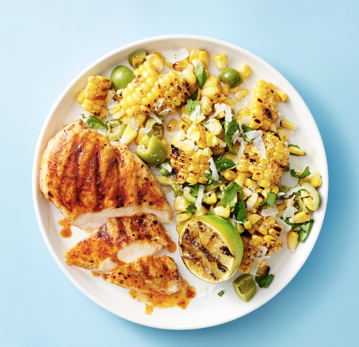 grilled chicken with smoky corn salad