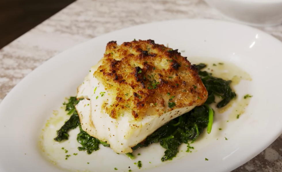 garlic crusted sea bass